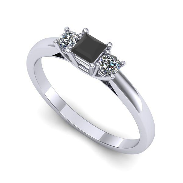 Inel din aur alb cu diamant negru