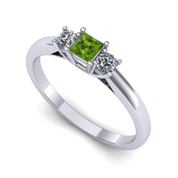 Inel de logodna din aur alb cu peridot