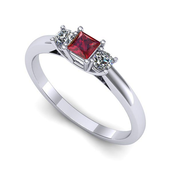 Inel din aur alb cu rubin