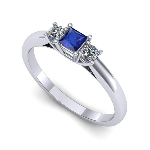 Inel de logodna din aur alb cu safir