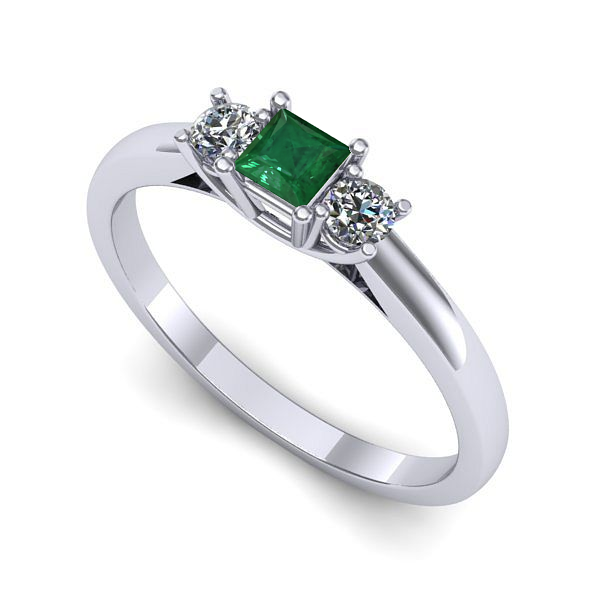 Inel din aur alb cu smarald