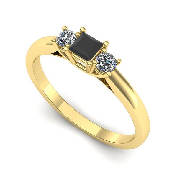 Inel din aur galben cu diamant negru
