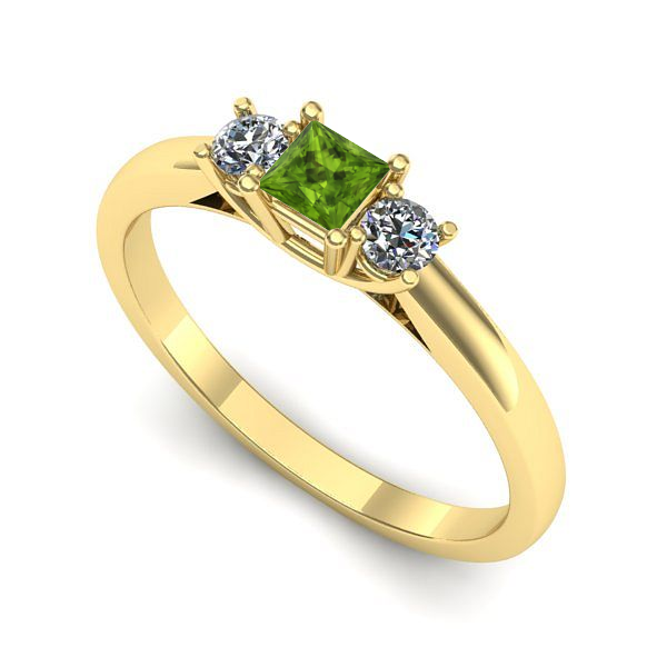 Inel logodna din aur galben cu peridot