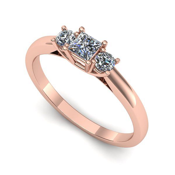 Inel din aur roz cu diamant