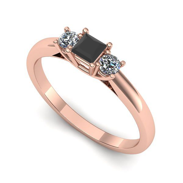 Inel logodna din aur roz cu diamant negru