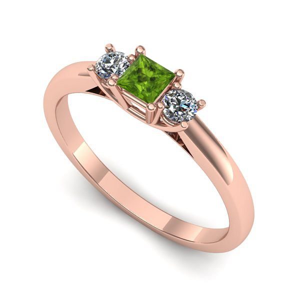 Inel de logodna din aur roz cu peridot