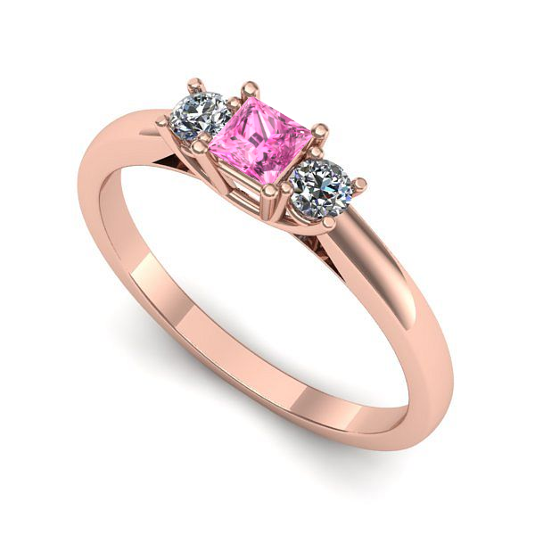 Inel logodna din aur roz cu safir roz
