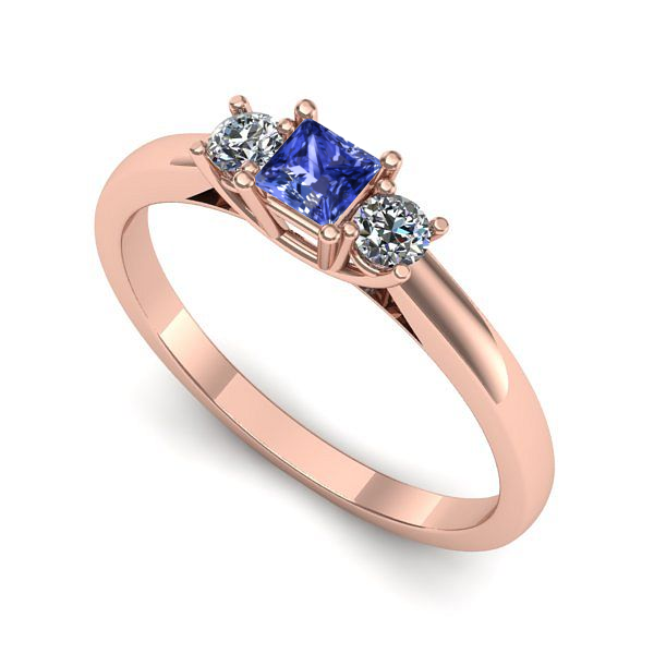 Inel din aur roz cu tanzanit