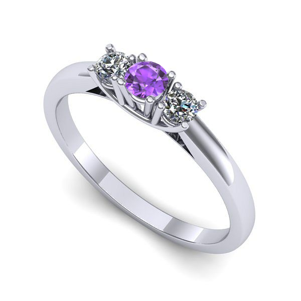 Inel de logodna din aur alb cu ametist