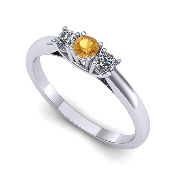 Inel din aur alb cu citrin