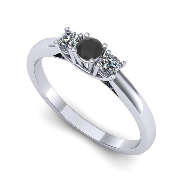 Inel logodna din aur alb cu diamant negru