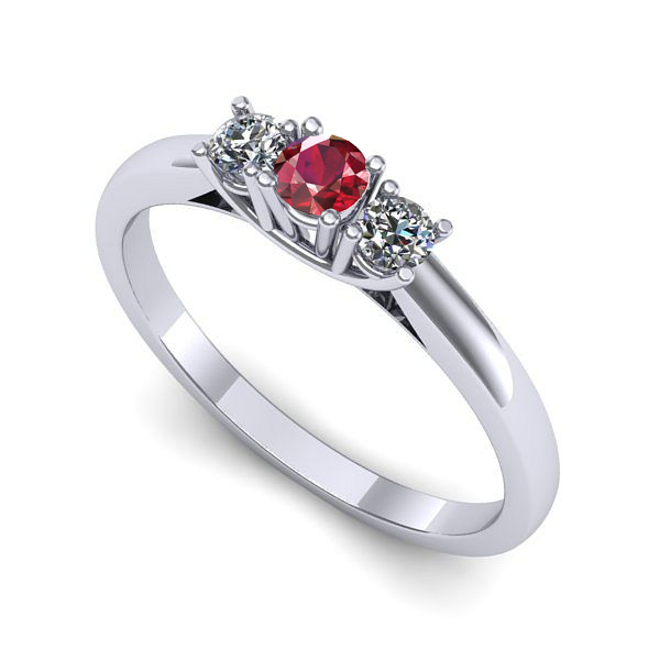 Inel de logodna din aur alb cu rubin