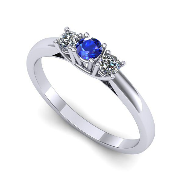 Inel logodna din aur alb cu safir