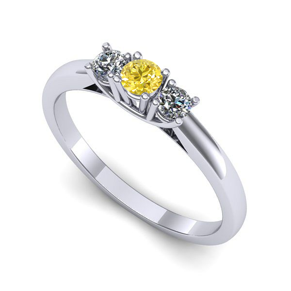 Inel de logodna din aur alb cu safir galben