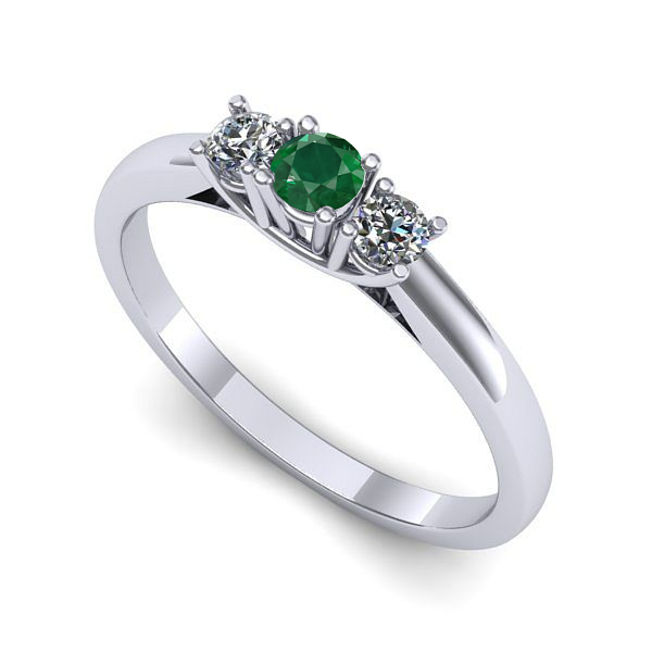 Inel de logodna din aur alb cu smarald