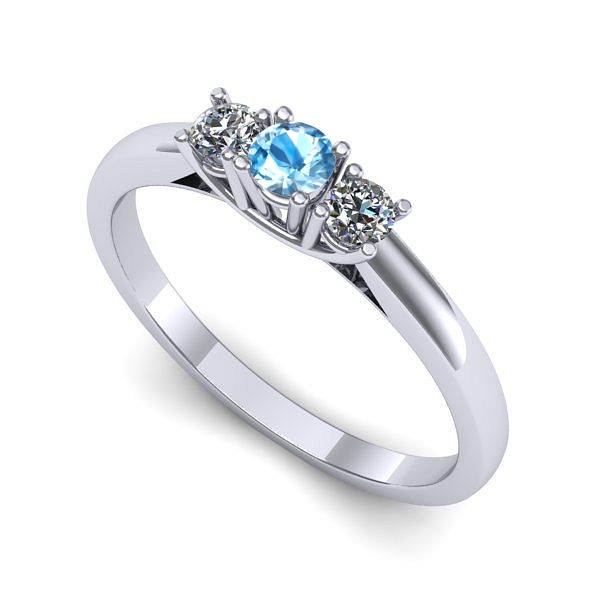Inel de logodna din aur alb cu topaz blue