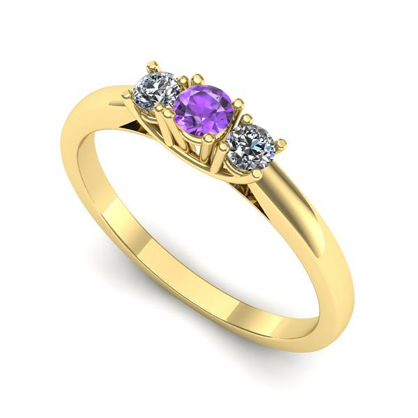 Inel din aur galben cu ametist