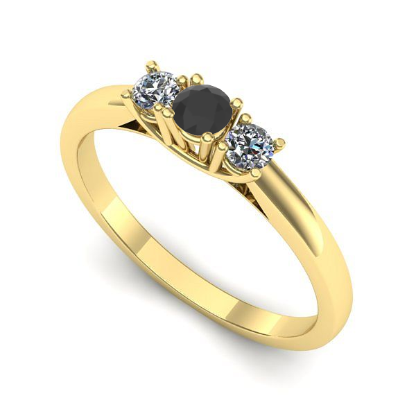 Inel logodna din aur galben cu diamant negru