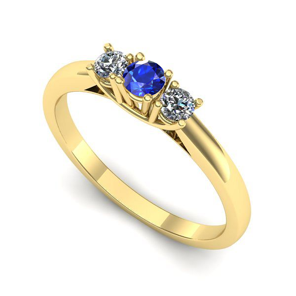 Inel logodna din aur galben cu safir