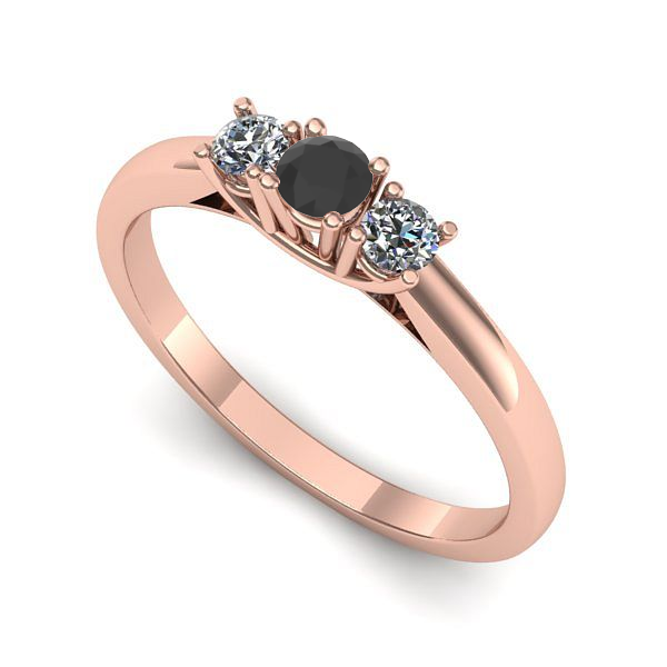 Inel de logodna din aur roz cu diamant negru