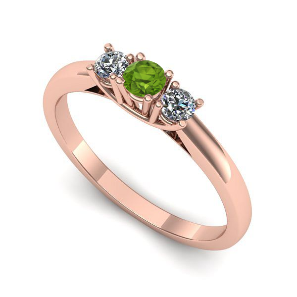 Inel de logodna din aur roz cu peridot