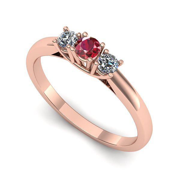 Inel logodna din aur roz cu rubin