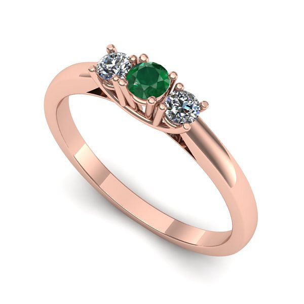 Inel logodna din aur roz cu smarald
