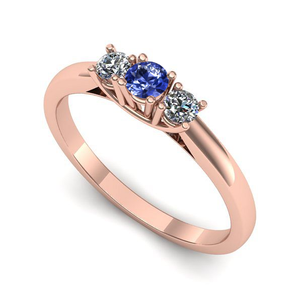 Inel logodna din aur roz cu tanzanit