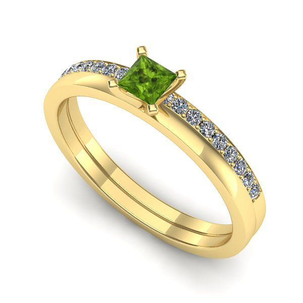 Inel de logodna din aur galben cu peridot