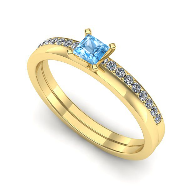 Inel din aur galben cu topaz blue