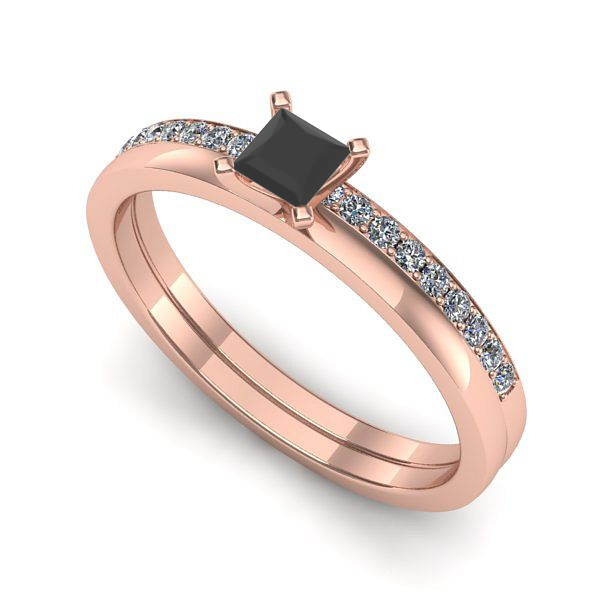 Inel logodna din aur roz cu diamant negru