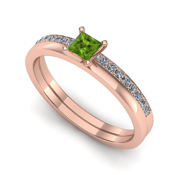 Inel din aur roz cu peridot