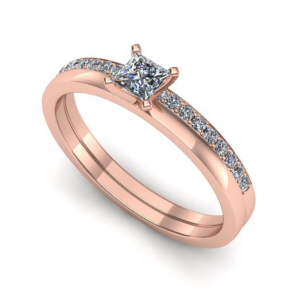 Inel logodna din aur roz cu safir alb