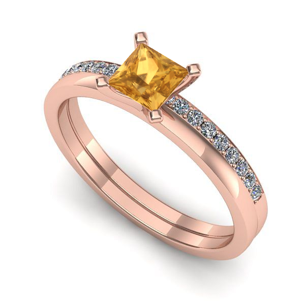 Inel de logodna din aur roz cu citrin