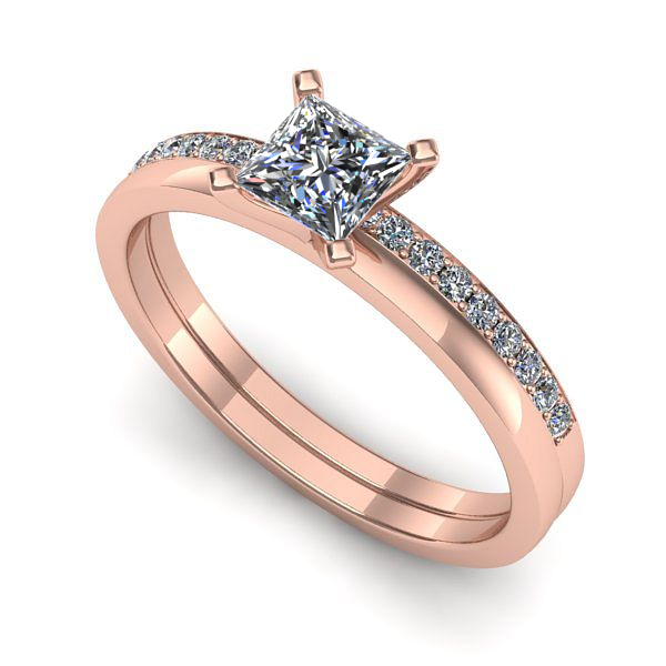 Inel din aur roz cu diamant