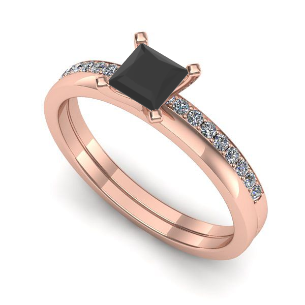 Inel din aur roz cu diamant negru