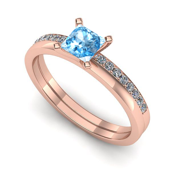 Inel din aur roz cu topaz blue