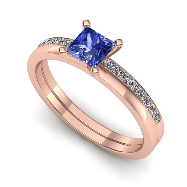 Inel logodna din aur roz cu tanzanit