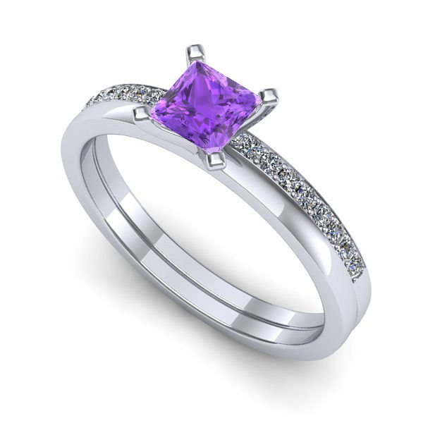 Inel din aur alb cu ametist