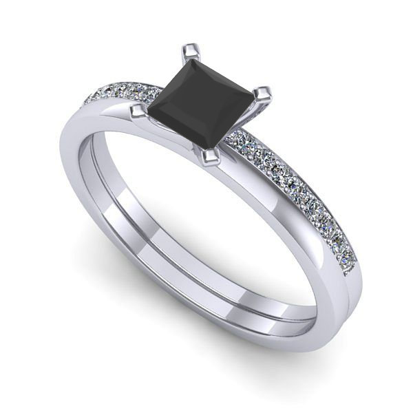 Inel din aur alb cu diamant negru