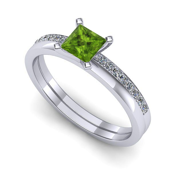 Inel din aur alb cu peridot