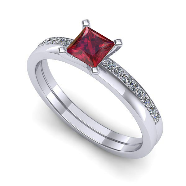 Inel de logodna din aur alb cu rubin