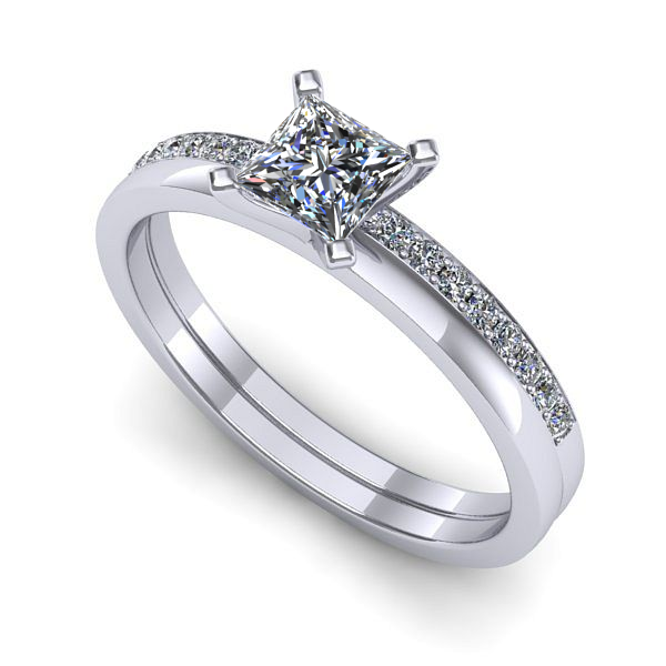 Inel de logodna din aur alb cu safir alb