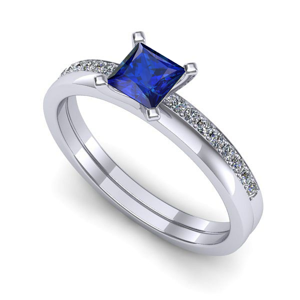 Inel din aur alb cu safir