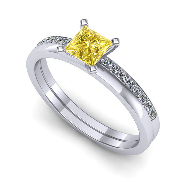 Inel din aur alb cu safir galben