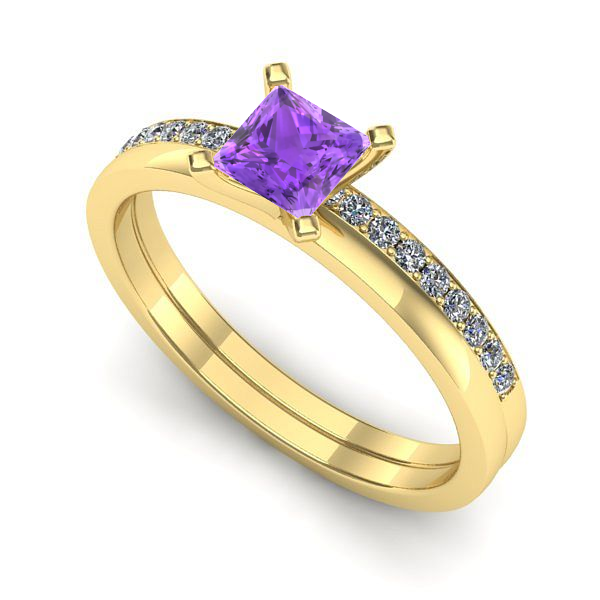 Inel de logodna din aur galben cu ametist