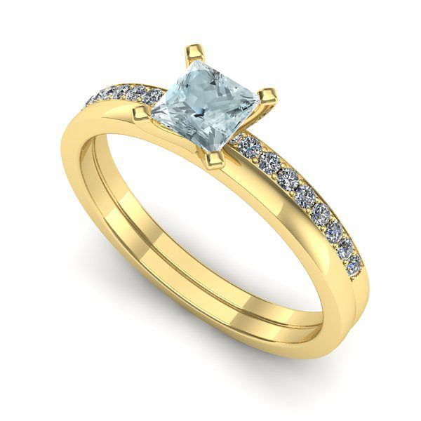 Inel din aur galben cu aquamarin