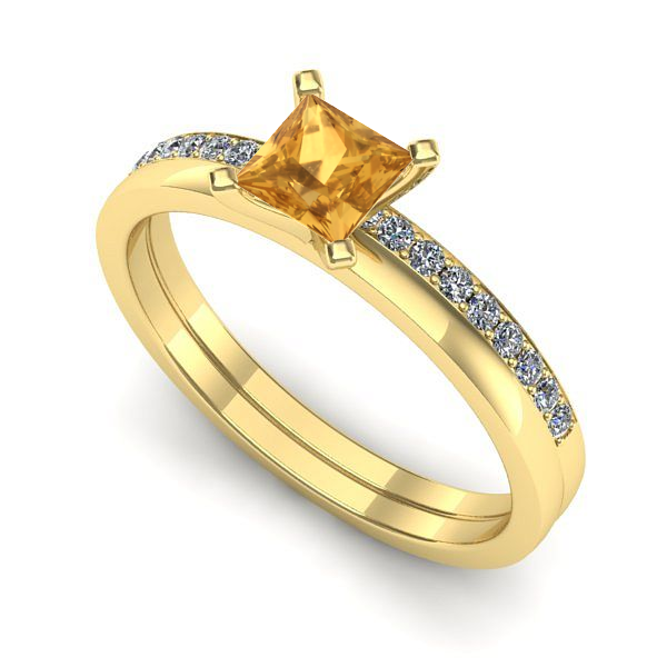 Inel de logodna din aur galben cu citrin