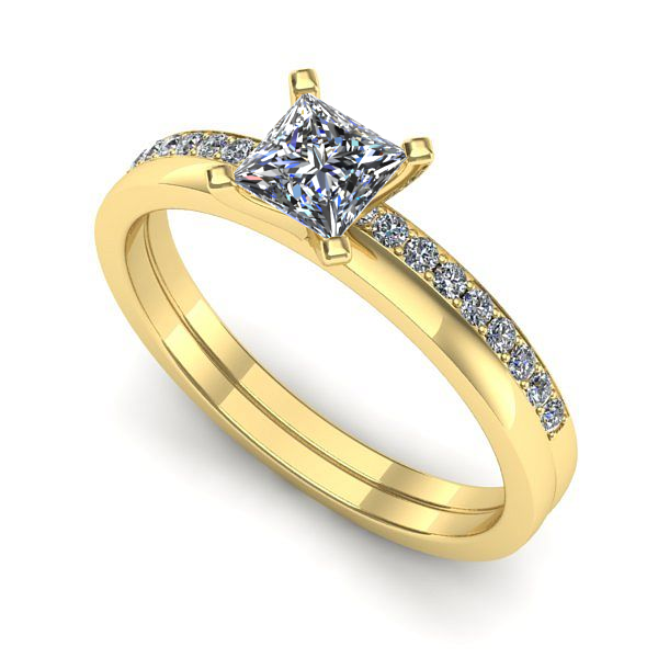 Inel de logodna din aur galben cu safir alb