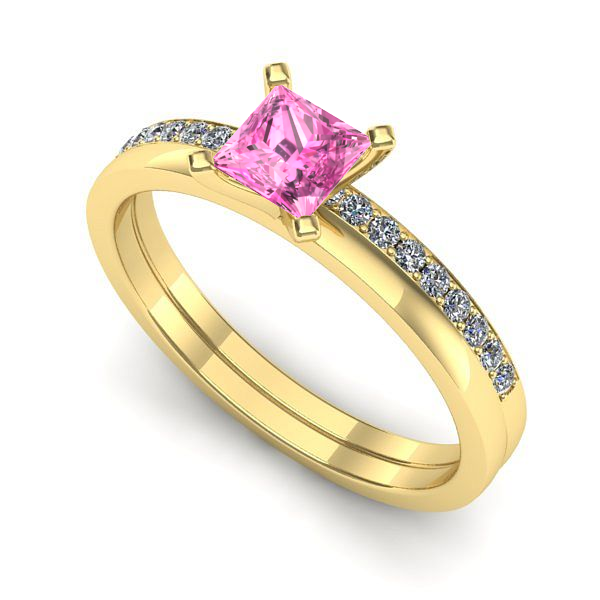 Inel din aur galben cu safir roz